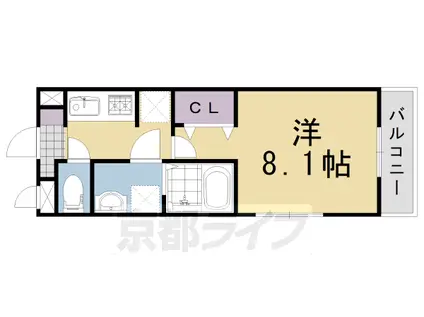阪急電鉄京都線 長岡天神駅 徒歩14分 3階建 築8年(1K/2階)の間取り写真