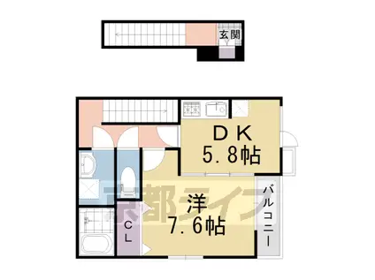 阪急電鉄京都線 洛西口駅 徒歩14分 2階建 築8年(1DK/1階)の間取り写真