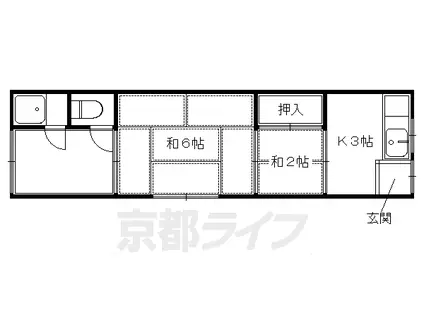 竹園荘(2K/1階)の間取り写真