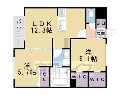 TIARE 西山天王山(2LDK/3階)の間取り写真