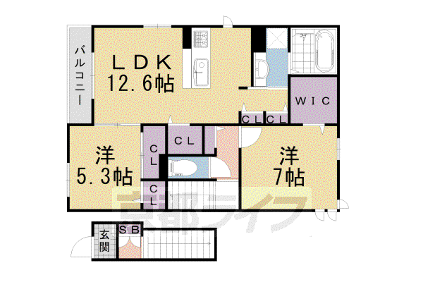 東海道本線 長岡京駅 徒歩10分 2階建 築8年(2LDK/2階)の間取り写真
