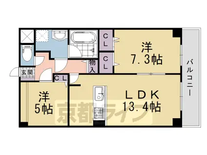 東海道本線 向日町駅 徒歩3分 5階建 築8年(2LDK/5階)の間取り写真