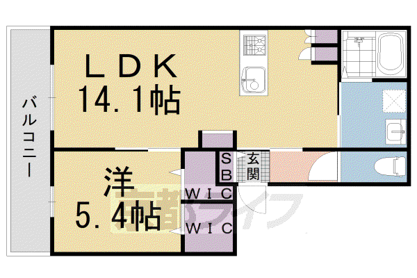 東海道本線 桂川駅(京都) 徒歩9分 3階建 築8年(1LDK/1階)の間取り写真