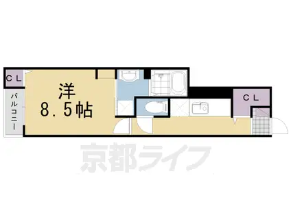 阪急電鉄京都線 西向日駅 徒歩4分 2階建 築7年(1K/1階)の間取り写真