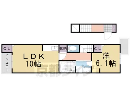阪急電鉄京都線 西向日駅 徒歩4分 2階建 築7年(1LDK/2階)の間取り写真