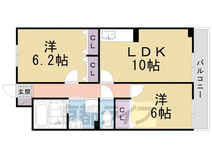 東海道本線 向日町駅 徒歩39分 3階建 築7年(2LDK/2階)の間取り写真