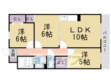 東海道本線 向日町駅 徒歩39分 3階建 築7年(3LDK/2階)の間取り写真