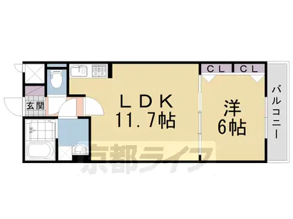 京阪電気鉄道京阪線 中書島駅 徒歩40分 3階建 築7年(1LDK/3階)の間取り写真