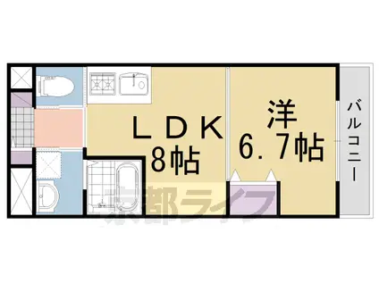 阪急電鉄京都線 西山天王山駅 徒歩14分 3階建 築6年(1LDK/2階)の間取り写真