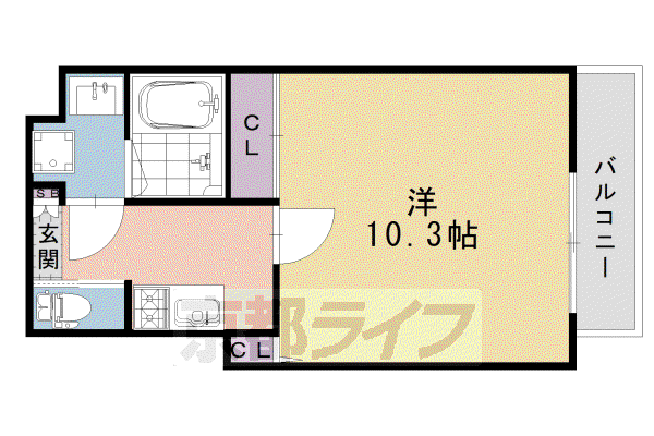 東海道本線 桂川駅(京都) 徒歩5分 5階建 築7年(1K/5階)の間取り写真