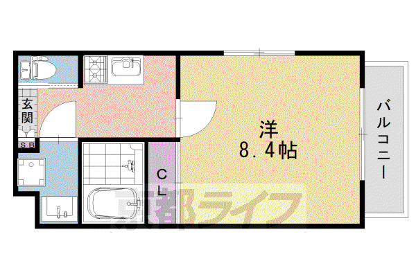 東海道本線 桂川駅(京都) 徒歩5分 5階建 築7年(1K/5階)の間取り写真