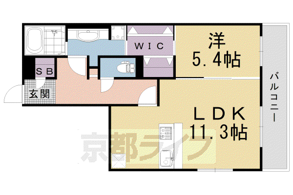 阪急電鉄京都線 洛西口駅 徒歩15分 3階建 築6年(1LDK/3階)の間取り写真