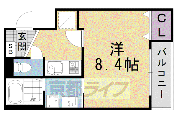 東海道本線 西大路駅 徒歩13分 4階建 築16年(1K/2階)の間取り写真