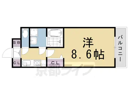 山陰本線 二条駅 徒歩5分 4階建 築16年(1K/2階)の間取り写真