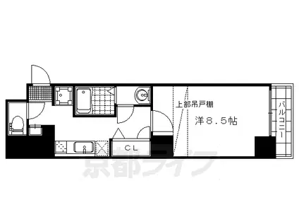 阪急電鉄京都線 西院駅(阪急) 徒歩7分 5階建 築16年(1K/4階)の間取り写真