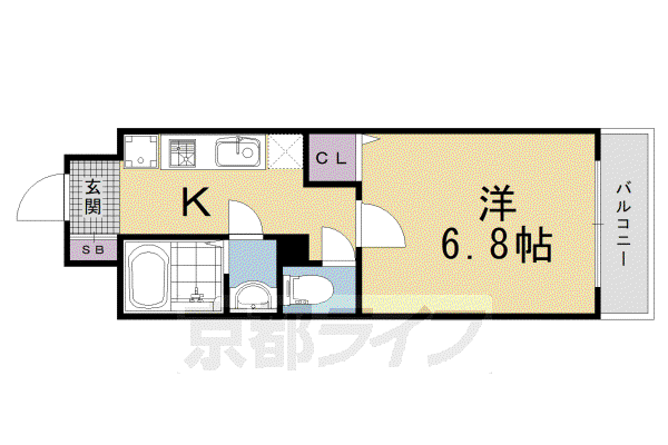 阪急電鉄京都線 西院駅(阪急) 徒歩7分 5階建 築16年(1K/2階)の間取り写真