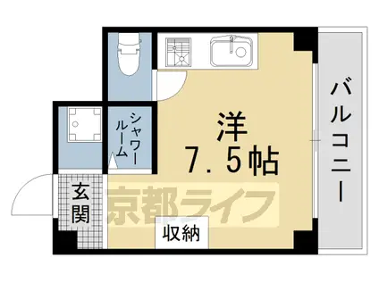 東海道本線 西大路駅 徒歩17分 5階建 築33年(ワンルーム/2階)の間取り写真