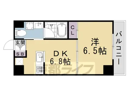 阪急電鉄京都線 西京極駅 徒歩3分 7階建 築15年(1DK/4階)の間取り写真