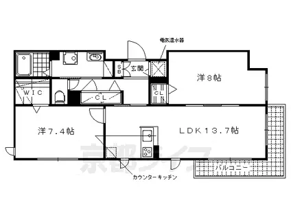 山陰本線 花園駅(京都) 徒歩6分 3階建 築16年(2LDK/1階)の間取り写真