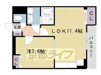 FORESTAGE 西院(1LDK/3階)の間取り写真
