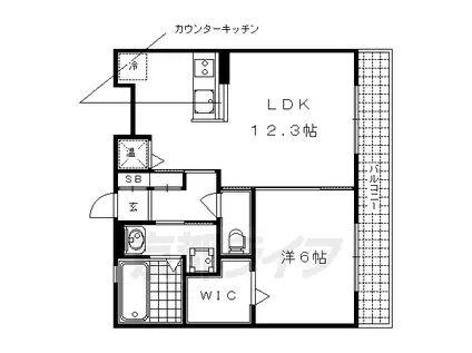 京都市東西線 二条駅 徒歩8分 3階建 築15年(1LDK/3階)の間取り写真