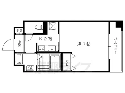 阪急電鉄京都線 西京極駅 徒歩5分 7階建 築18年(1K/7階)の間取り写真