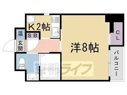 阪急電鉄京都線 西院駅(阪急) 徒歩11分 5階建 築15年(1K/3階)の間取り写真
