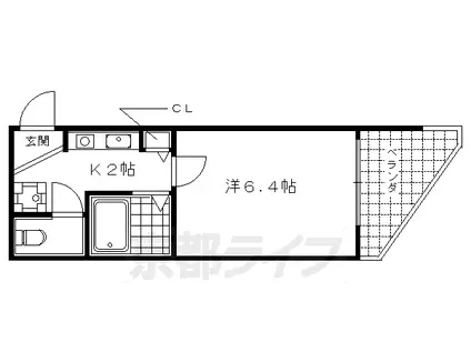 阪急電鉄京都線 西院駅(阪急) 徒歩12分 5階建 築26年(1K/3階)の間取り写真