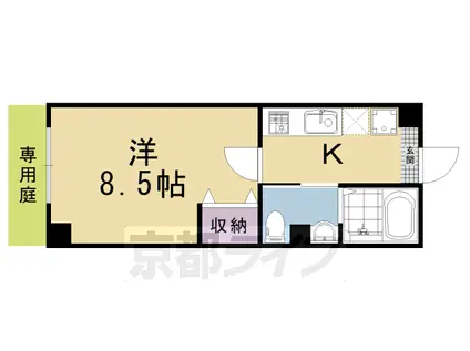 阪急電鉄京都線 西京極駅 徒歩11分 5階建 築15年(1K/1階)の間取り写真
