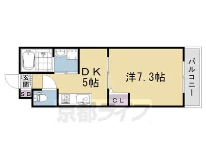 阪急電鉄京都線 西院駅(阪急) 徒歩9分 4階建 築15年(1DK/1階)の間取り写真