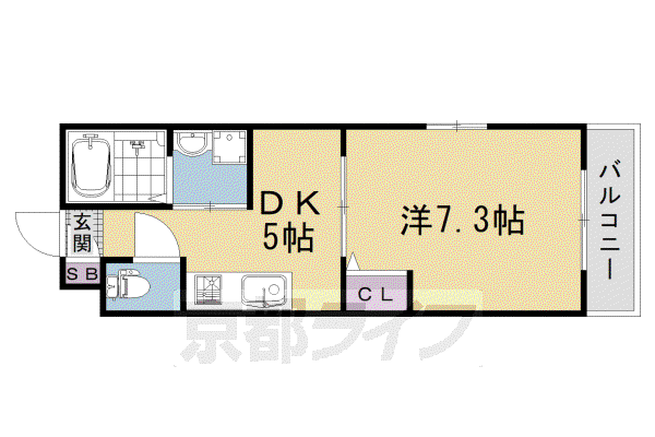 阪急電鉄京都線 西院駅(阪急) 徒歩9分 4階建 築15年(1DK/2階)の間取り写真