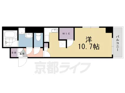 京都市東西線 西大路御池駅 徒歩5分 7階建 築15年(ワンルーム/7階)の間取り写真