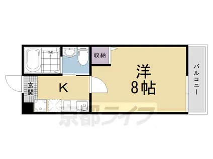 阪急電鉄嵐山線 松尾大社駅 徒歩9分 3階建 築14年(1K/2階)の間取り写真