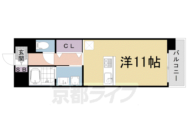 阪急電鉄京都線 西京極駅 徒歩10分 5階建 築15年(ワンルーム/3階)の間取り写真