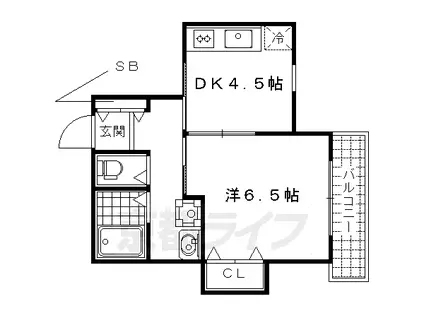 阪急電鉄京都線 西院駅(阪急) 徒歩5分 3階建 築15年(1DK/2階)の間取り写真