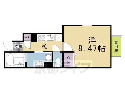 アムールグランデ嵐山(1K/1階)の間取り写真