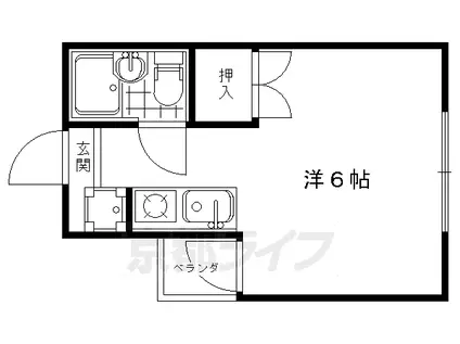 山陰本線 円町駅 徒歩2分 5階建 築37年(1K/2階)の間取り写真