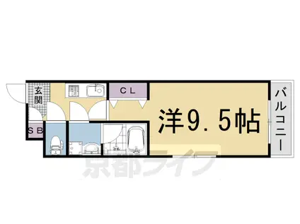 山陰本線 二条駅 徒歩8分 5階建 築13年(1K/3階)の間取り写真