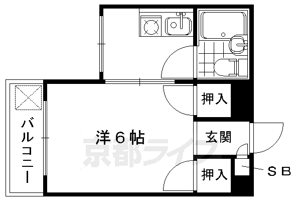 京都市東西線 太秦天神川駅 徒歩5分 3階建 築44年(1K/2階)の間取り写真