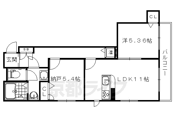 京都市東西線 太秦天神川駅 徒歩8分 3階建 築14年(1SLDK/2階)の間取り写真