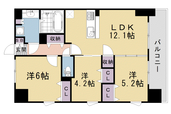 阪急電鉄京都線 西院駅(阪急) 徒歩3分 8階建 築14年(3LDK/3階)の間取り写真