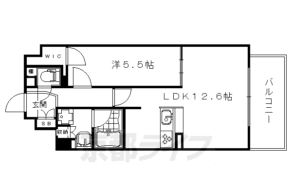 阪急電鉄京都線 西院駅(阪急) 徒歩3分 8階建 築14年(1LDK/5階)の間取り写真
