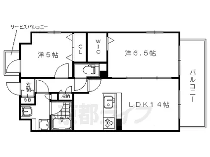 阪急電鉄京都線 西院駅(阪急) 徒歩3分 8階建 築14年(2LDK/6階)の間取り写真