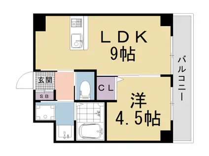 山陰本線 二条駅 徒歩8分 6階建 築13年(1LDK/4階)の間取り写真