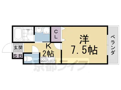 阪急電鉄京都線 西京極駅 徒歩9分 4階建 築14年(1K/4階)の間取り写真