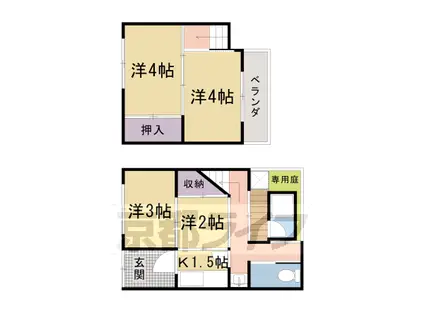 京都市東西線 西大路御池駅 徒歩7分 2階建 築76年(4K)の間取り写真