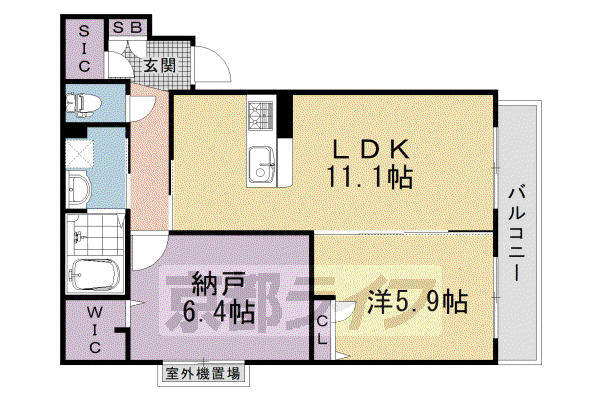 阪急電鉄京都線 西院駅(阪急) 徒歩10分 3階建 築14年(1SLDK/3階)の間取り写真