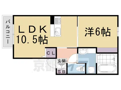 阪急電鉄京都線 西京極駅 徒歩4分 2階建 築13年(1LDK/1階)の間取り写真