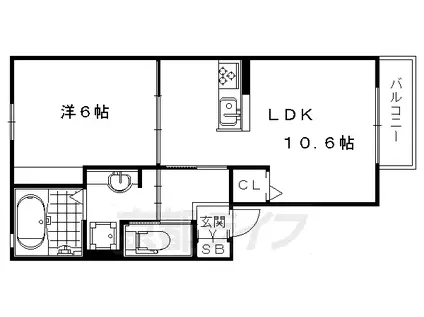 阪急電鉄京都線 西京極駅 徒歩4分 2階建 築13年(1LDK/1階)の間取り写真