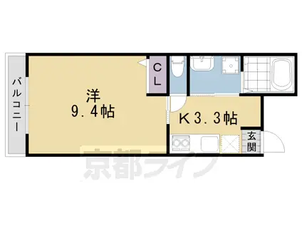 阪急電鉄京都線 桂駅 徒歩11分 3階建 築7年(1K/2階)の間取り写真